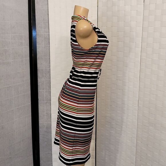 BRAND NEW I LE NEW YORK MULTI-COLOR STRIPE CASUAL DRESS - Picture 8 of 16